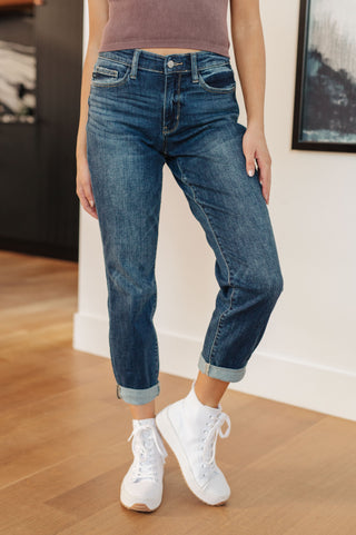 JUDY BLUE London Midrise Cuffed Boyfriend Jeans