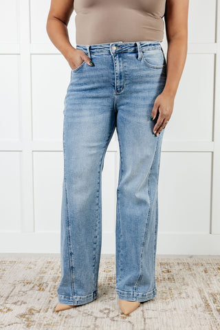 JUDY BLUE Melia High Rise Side Seam Detail Wide Leg Jeans