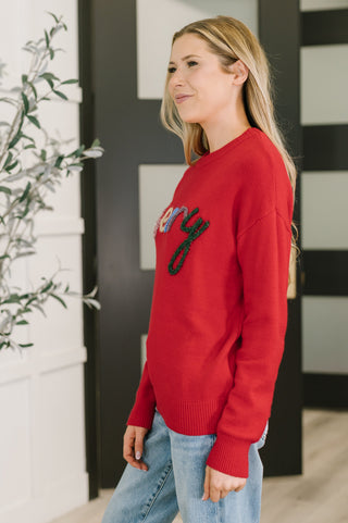 Merry Applique Drop Shoulder Pullover