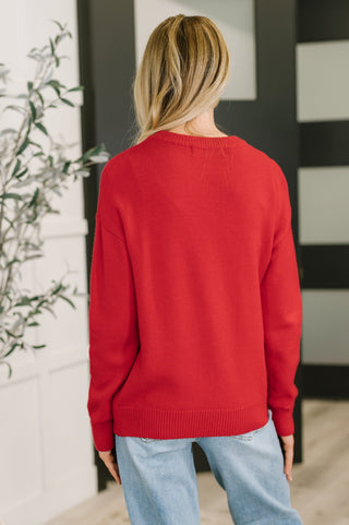 Merry Applique Drop Shoulder Pullover