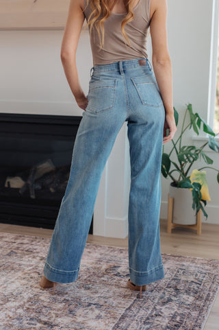 JUDY BLUE Mindy Mid Rise Wide Leg Jeans