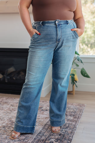 JUDY BLUE Mindy Mid Rise Wide Leg Jeans