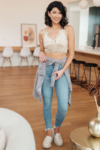 Live In Lace Bralette Crop Top in Taupe