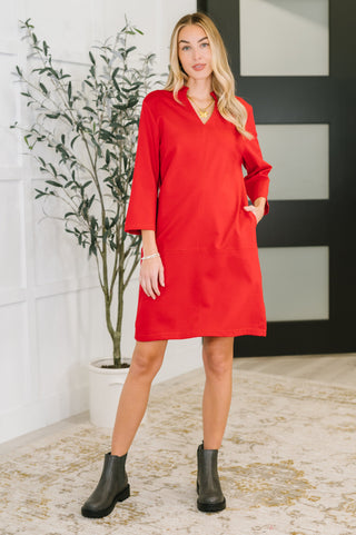 Portfolio Quarter Sleeve Dress in Red