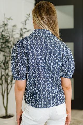 The Darling Detail Collared Blouse in Denim