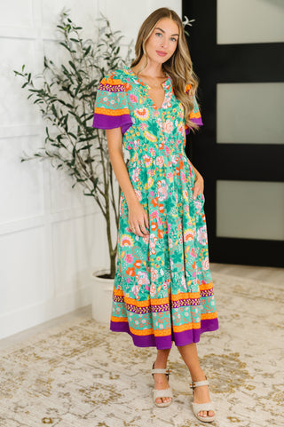 Wildflower Wish Gathered Tier Dress in Mint