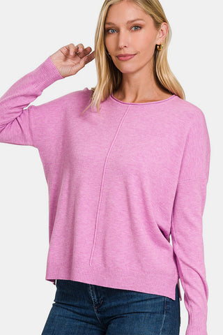 Front Seam Round Neck Sweater