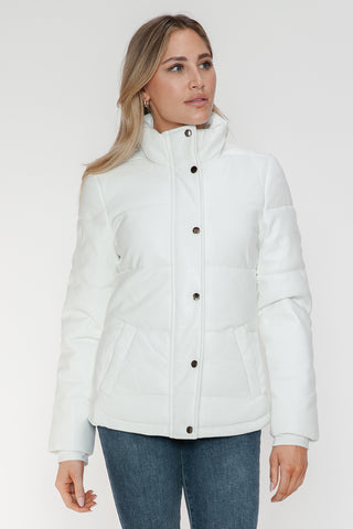 Pocketed Zip Up Turtleneck Puffer Jacket