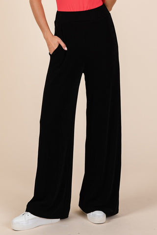 Elastic Waist Pants with Side Pockets