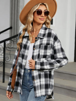 PREORDER Plaid Collared Neck Long Sleeve Shirt 8 Colors