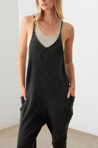 Waffle Knit Side Pocket Jumpsuit