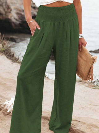 PREORDER Full Size Smocked Waist Wide Leg Pants 7 Colors