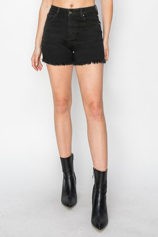 RISEN High Waist Raw Hem Denim Shorts