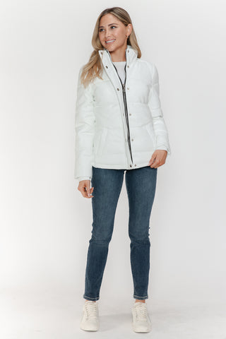 Pocketed Zip Up Turtleneck Puffer Jacket