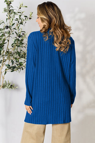 Ribbed Open Front Cardigan with Pockets 5 COLORS