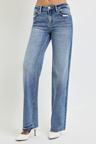 RISEN High Rise Straight Leg Jeans with Pockets *Longer Inseam*