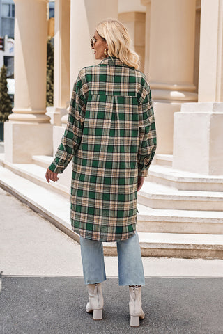 PREORDER Plaid Collared Neck Long Sleeve Coat