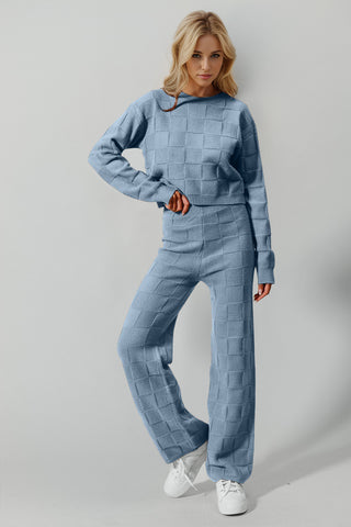 PREORDER Checkered Round Neck Top and Pants Set 7 COLORS