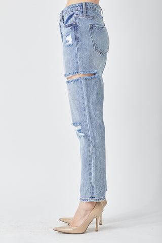 RISEN Distressed Slim Cropped Jeans