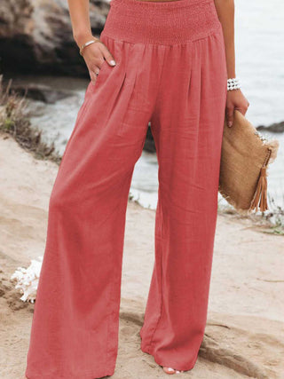 PREORDER Full Size Smocked Waist Wide Leg Pants 7 Colors