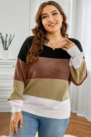 Color Block Round Neck Sweater