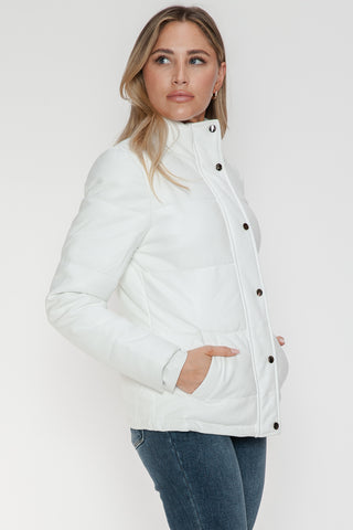 Pocketed Zip Up Turtleneck Puffer Jacket