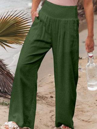 PREORDER Full Size Smocked Waist Wide Leg Pants 7 Colors