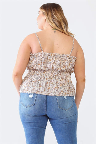 Frill Floral Square Neck Cami