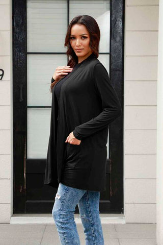 Open Front Long Sleeve Cardigan with Pockets 5 Colors