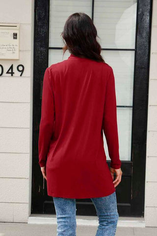 Open Front Long Sleeve Cardigan with Pockets 5 Colors