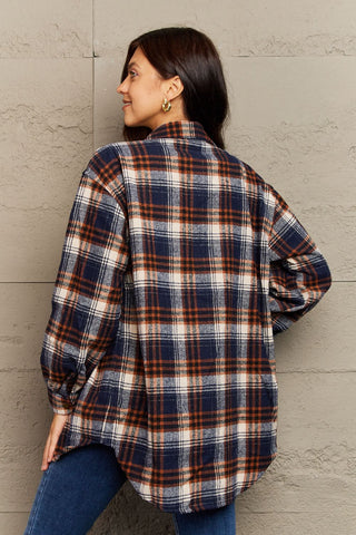 Plaid Collared Neck Button-Down Long Sleeve Jacket 7 COLORS