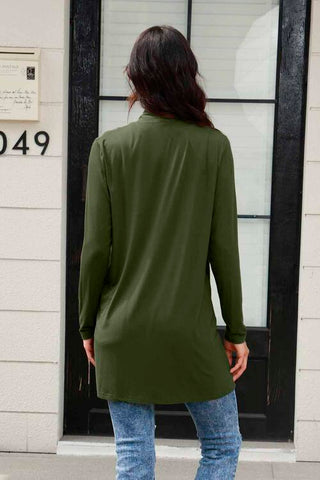 Open Front Long Sleeve Cardigan with Pockets 5 Colors