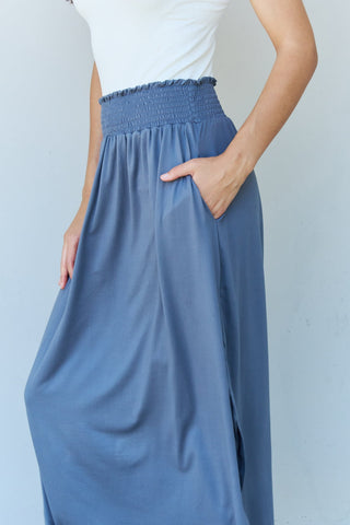 Comfort Princess High Waist Scoop Hem Maxi Skirt in Dusty Blue