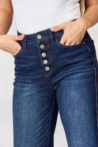 JUDY BLUE Button-Fly Straight Jeans