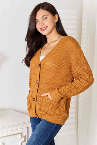 Drop Shoulder Button Down Cardigan with Pockets
