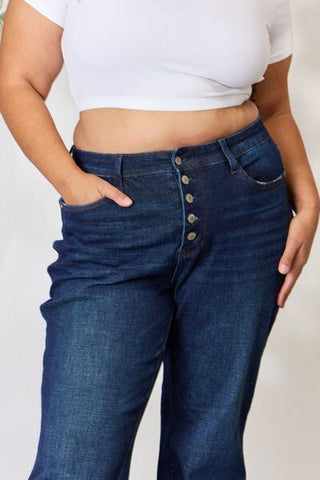 JUDY BLUE Button-Fly Straight Jeans