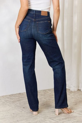 JUDY BLUE Button-Fly Straight Jeans