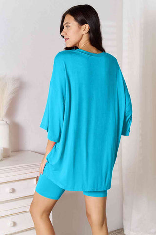 Soft Rayon Three-Quarter Sleeve Top and Shorts Set 5 Colors