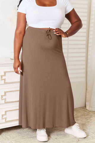 Soft Rayon Drawstring Waist Maxi Skirt Rayon 3 Colors