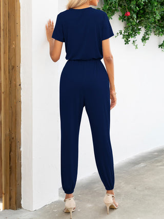 PREORDER Short Sleeve V-Neck Jumpsuit with Pockets 5 Colors