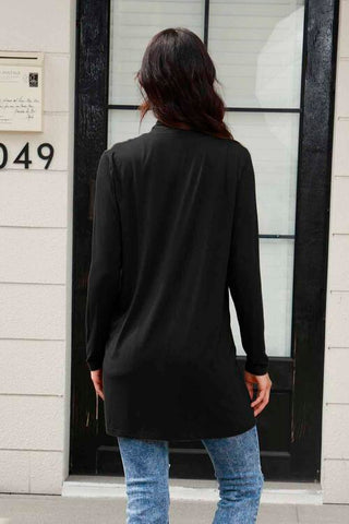 Open Front Long Sleeve Cardigan with Pockets 5 Colors