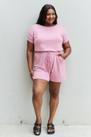 Chilled Out Short Sleeve Romper in Light Carnation Pink