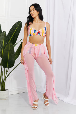 Take Me To The Beach Mesh Ruffle Cover-Up Pants