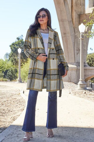 Plaid Button Up Lapel Collar Coat 8 Colors