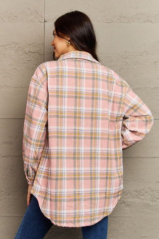 Plaid Collared Neck Button-Down Long Sleeve Jacket 7 COLORS