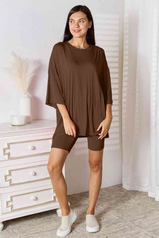 Soft Rayon Three-Quarter Sleeve Top and Shorts Set 5 Colors