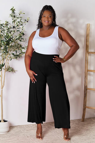 Smocked Wide Waistband Wide Leg palazzo Pants 5 Colors