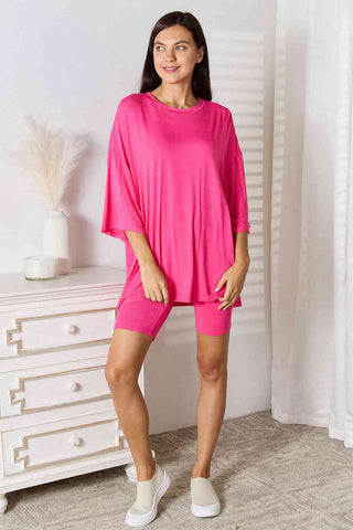 Soft Rayon Three-Quarter Sleeve Top and Shorts Set 5 Colors