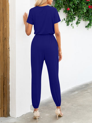 PREORDER Short Sleeve V-Neck Jumpsuit with Pockets 5 Colors