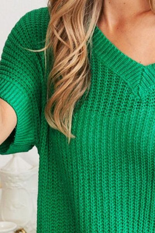 V-Neck Short Sleeve Sweater
